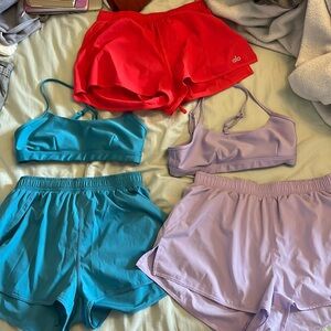 ALO YOGA shorts and bra set bundle! Cute and unique colors perfect for summer.